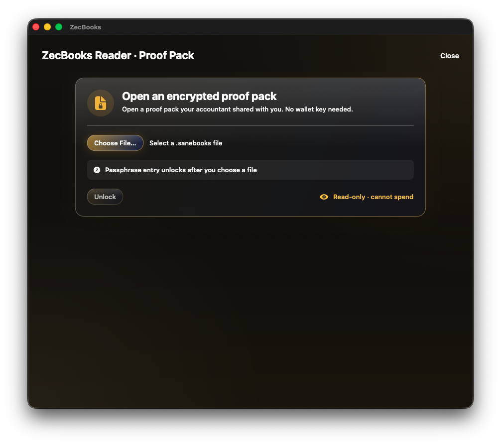 Proof pack reader unlocked view